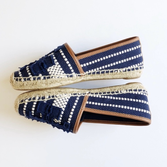 Tory Burch Shaw Espadrille Flats Size 6 Navy/white stripes - Picture 5 of 8